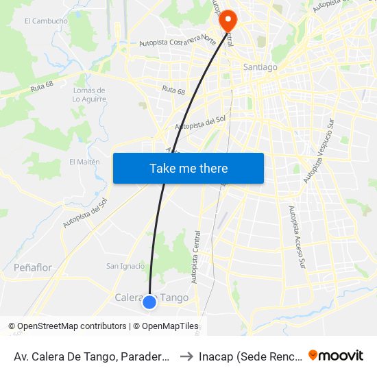 Av. Calera De Tango, Paradero 7 to Inacap (Sede Renca) map