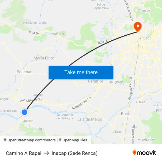 Camino A Rapel to Inacap (Sede Renca) map