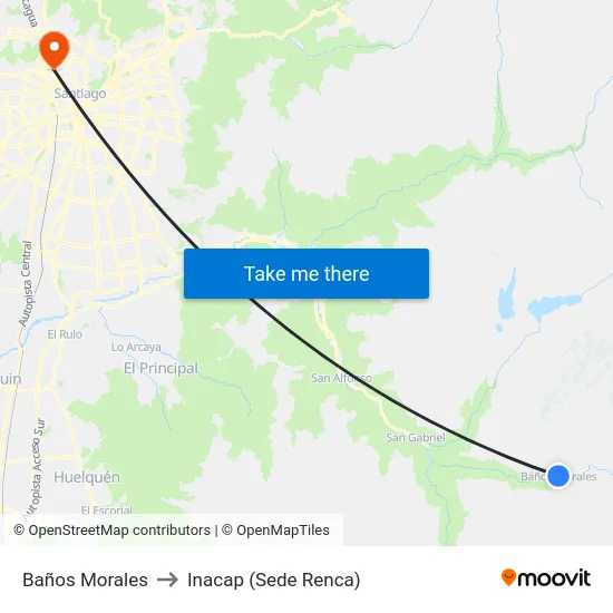 Baños Morales to Inacap (Sede Renca) map