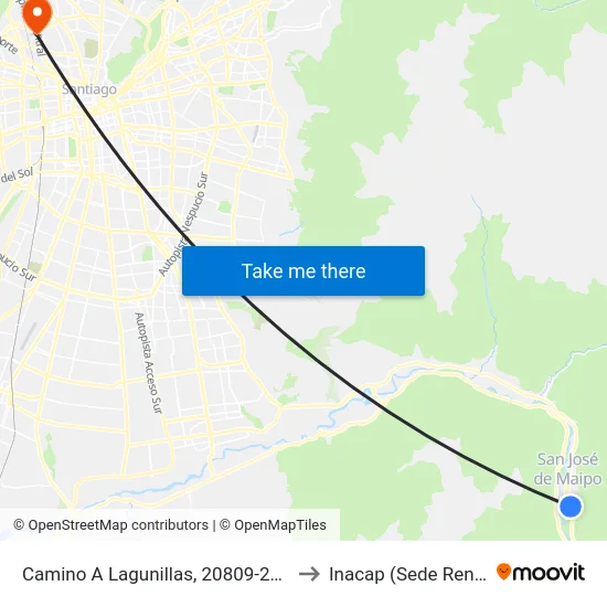 Camino A Lagunillas, 20809-20881 to Inacap (Sede Renca) map