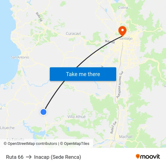 Ruta 66 to Inacap (Sede Renca) map