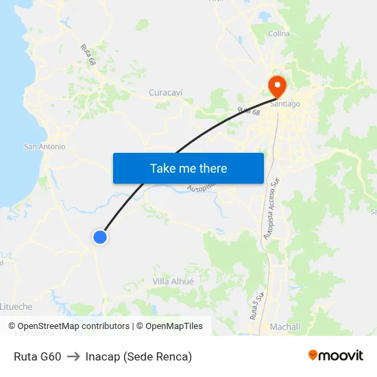 Ruta G60 to Inacap (Sede Renca) map