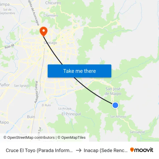 Cruce El Toyo (Parada Informal) to Inacap (Sede Renca) map