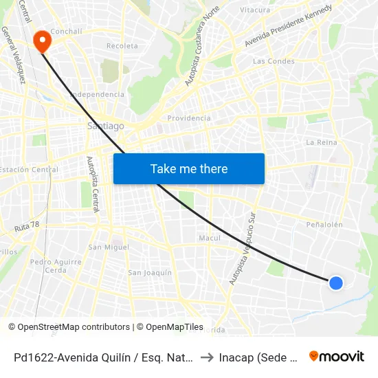 Pd1622-Avenida Quilín / Esq. Natalia Larraín to Inacap (Sede Renca) map