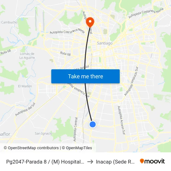 Pg2047-Parada 8 / (M) Hospital El Pino to Inacap (Sede Renca) map