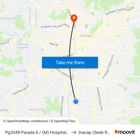 Pg2049-Parada 6 / (M) Hospital El Pino to Inacap (Sede Renca) map
