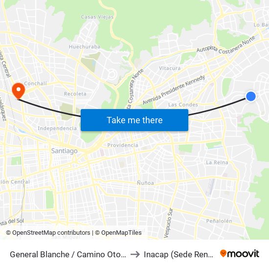 General Blanche / Camino Otoñal to Inacap (Sede Renca) map