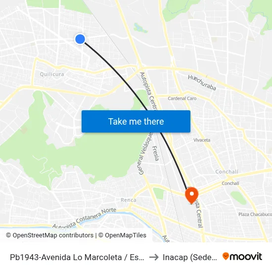 Pb1943-Avenida Lo Marcoleta / Esq. Av. Lo Cruzat to Inacap (Sede Renca) map