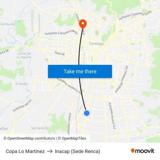 Copa Lo Martínez to Inacap (Sede Renca) map