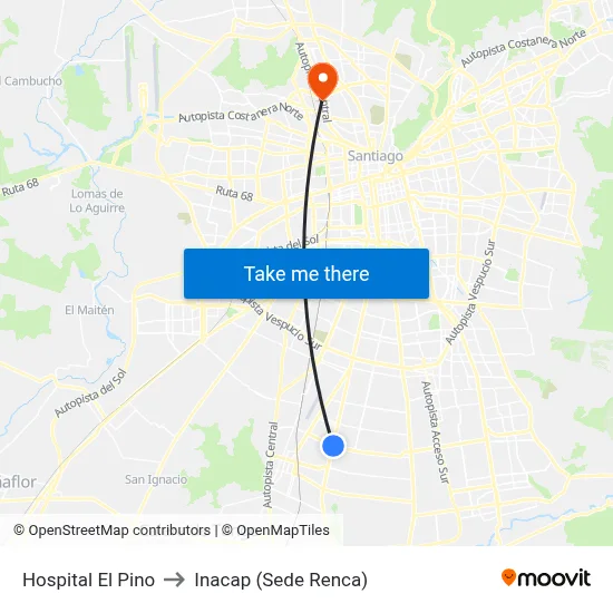 Hospital El Pino to Inacap (Sede Renca) map