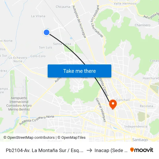 Pb2104-Av. La Montaña Sur / Esq. Av. El Porvenir to Inacap (Sede Renca) map