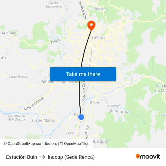 Estación Buin to Inacap (Sede Renca) map