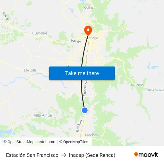 Estación San Francisco to Inacap (Sede Renca) map