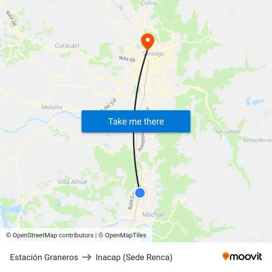 Estación Graneros to Inacap (Sede Renca) map