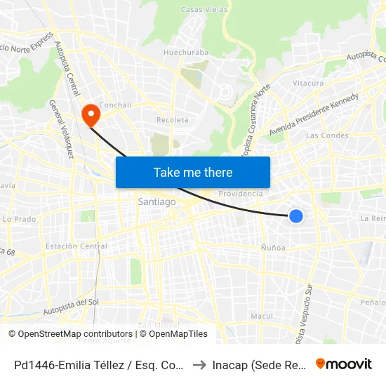 Pd1446-Emilia Téllez / Esq. Coventry to Inacap (Sede Renca) map