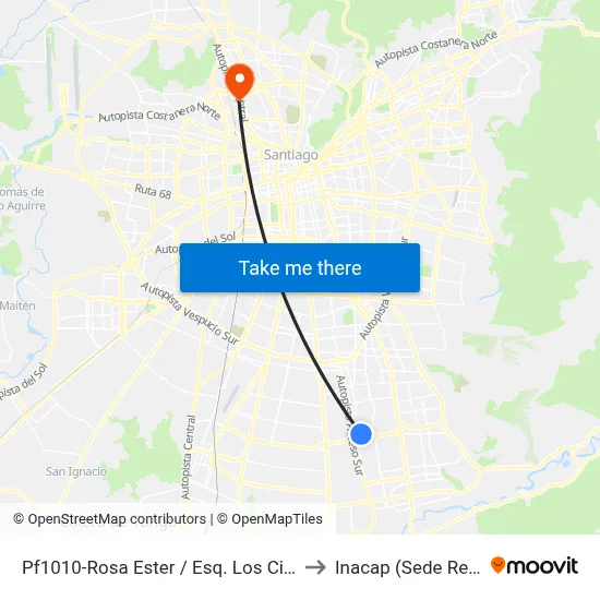 Pf1010-Rosa Ester / Esq. Los Cipreses to Inacap (Sede Renca) map