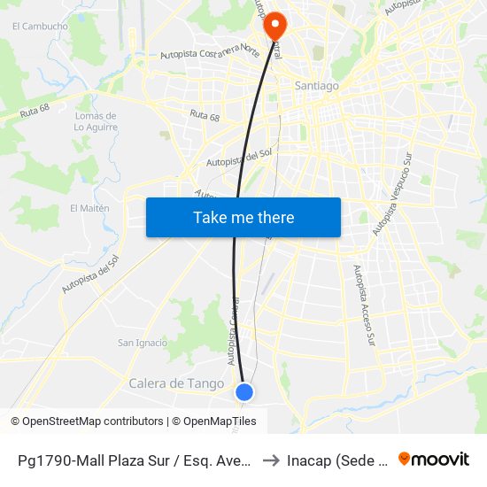 Pg1790-Mall Plaza Sur / Esq. Avenida Portales to Inacap (Sede Renca) map