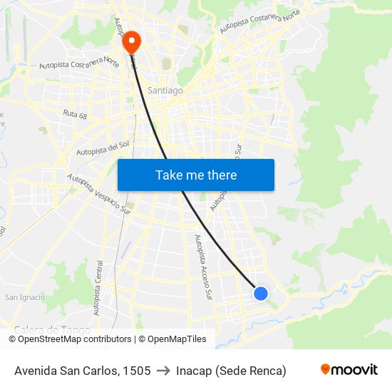 Avenida San Carlos, 1505 to Inacap (Sede Renca) map