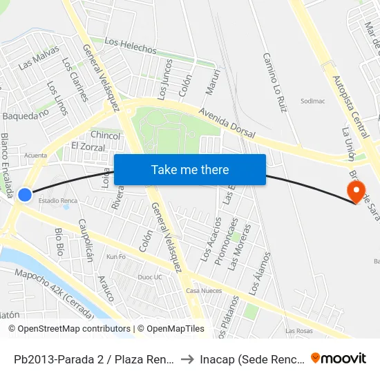 Pb2013-Parada 2 / Plaza Renca to Inacap (Sede Renca) map