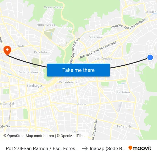 Pc1274-San Ramón / Esq. Foresta Oriente to Inacap (Sede Renca) map