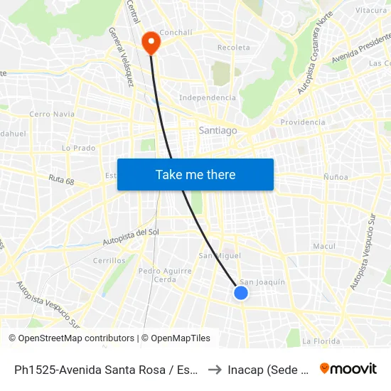 Ph1525-Avenida Santa Rosa / Esq. Ureta Cox to Inacap (Sede Renca) map