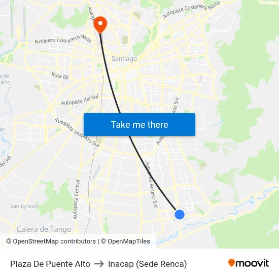 Plaza De Puente Alto to Inacap (Sede Renca) map