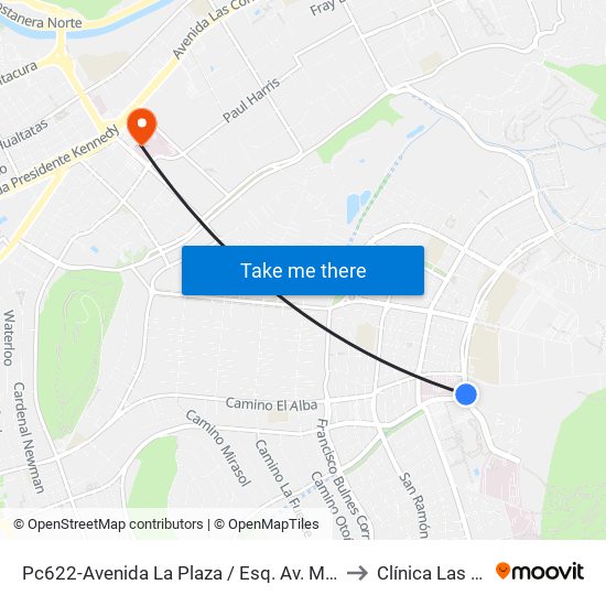 Pc622-Avenida La Plaza / Esq. Av. Mons. A. Del Portillo to Clínica Las Condes map