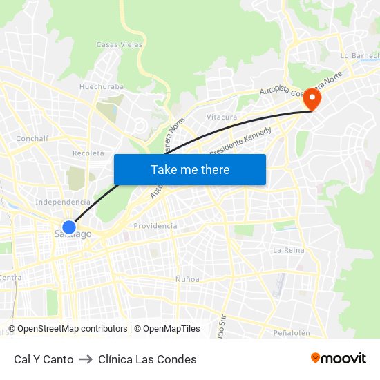 Cal Y Canto to Clínica Las Condes map
