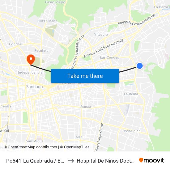 Pc541-La Quebrada / Esq. Av. Paul Harris to Hospital De Niños Doctor Roberto Del Río map