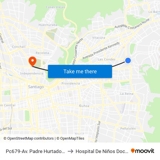 Pc679-Av. Padre Hurtado-Sur / Esq. Patagonia to Hospital De Niños Doctor Roberto Del Río map