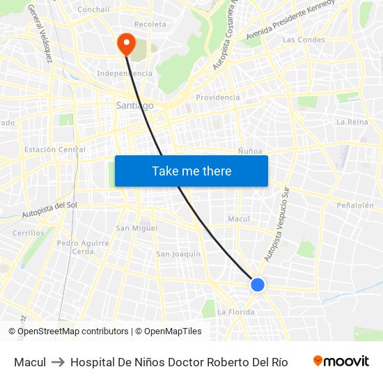 Macul to Hospital De Niños Doctor Roberto Del Río map