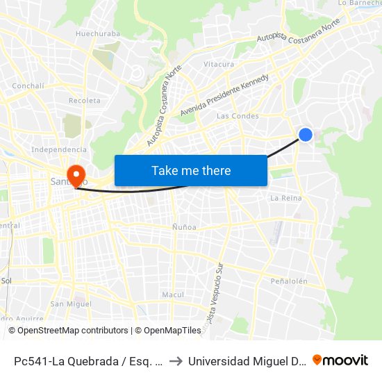 Pc541-La Quebrada / Esq. Av. Paul Harris to Universidad Miguel De Cervantes map