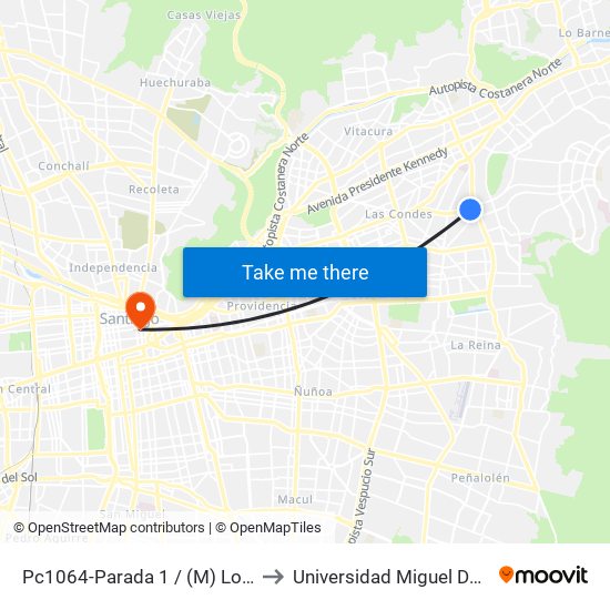 Pc1064-Parada 1 / (M) Los Dominicos to Universidad Miguel De Cervantes map