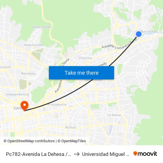 Pc782-Avenida La Dehesa / Esq. Raúl Labbé to Universidad Miguel De Cervantes map