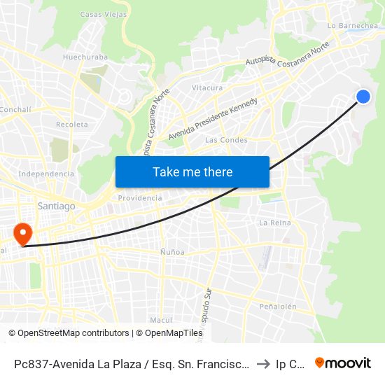 Pc837-Avenida La Plaza / Esq. Sn. Francisco De Asís to Ip Chile map