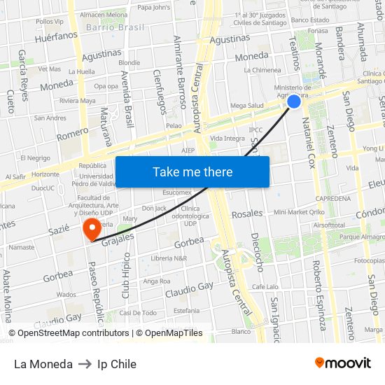 La Moneda to Ip Chile map