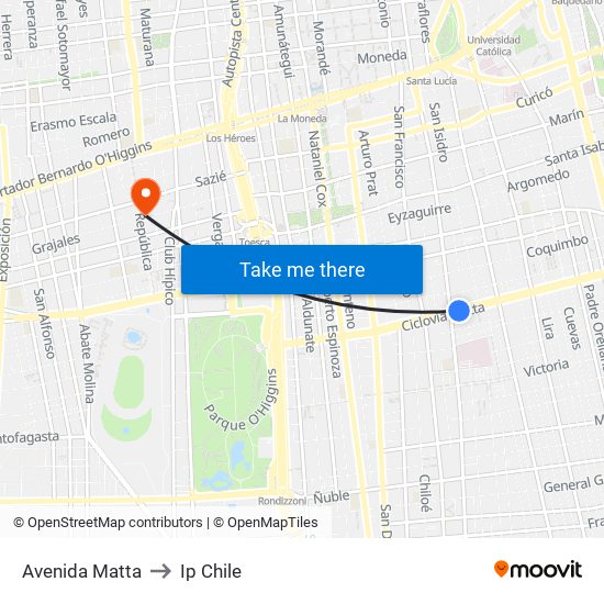 Avenida Matta to Ip Chile map