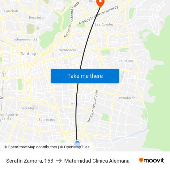 Serafín Zamora, 153 to Maternidad Clínica Alemana map