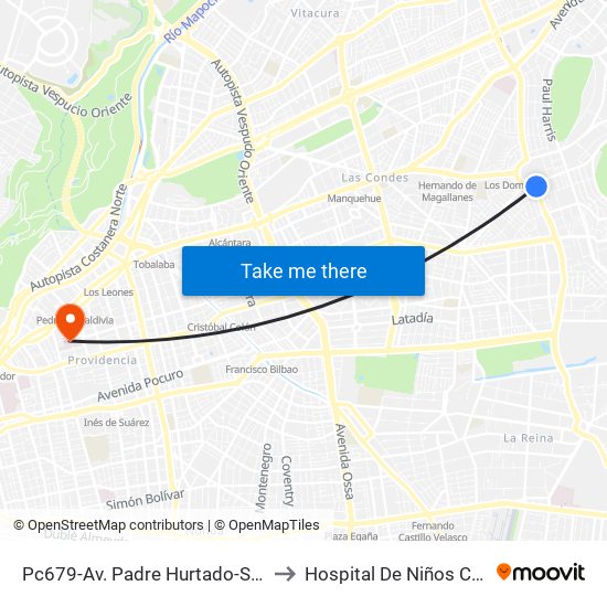 Pc679-Av. Padre Hurtado-Sur / Esq. Patagonia to Hospital De Niños Calvo Mackenna map
