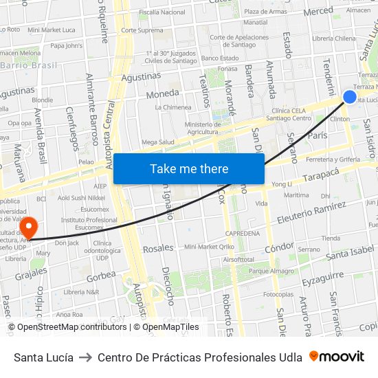 Santa Lucía to Centro De Prácticas Profesionales Udla map