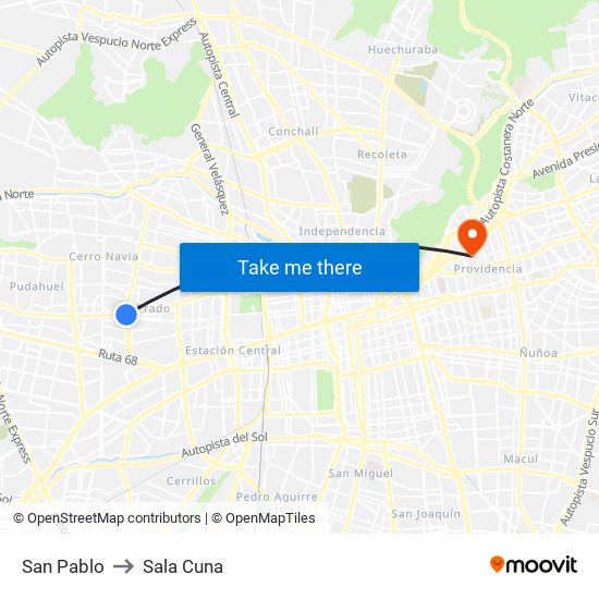San Pablo to Sala Cuna map