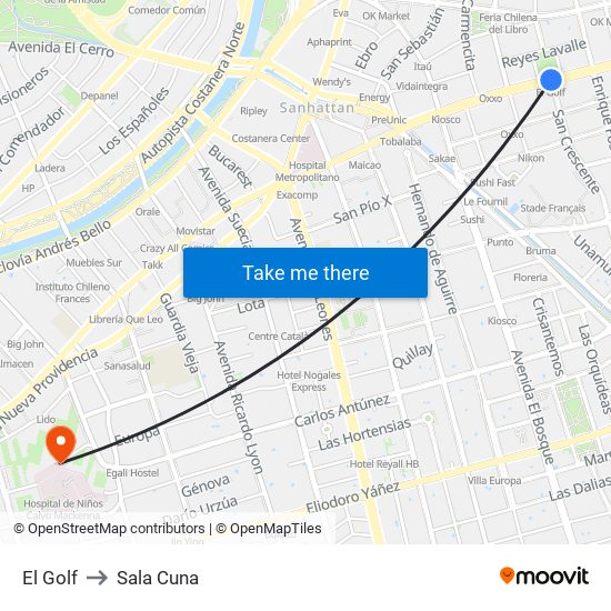 El Golf to Sala Cuna map