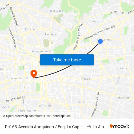 Pc163-Avenida Apoquindo / Esq. La Capitanía to Ip Alpes map