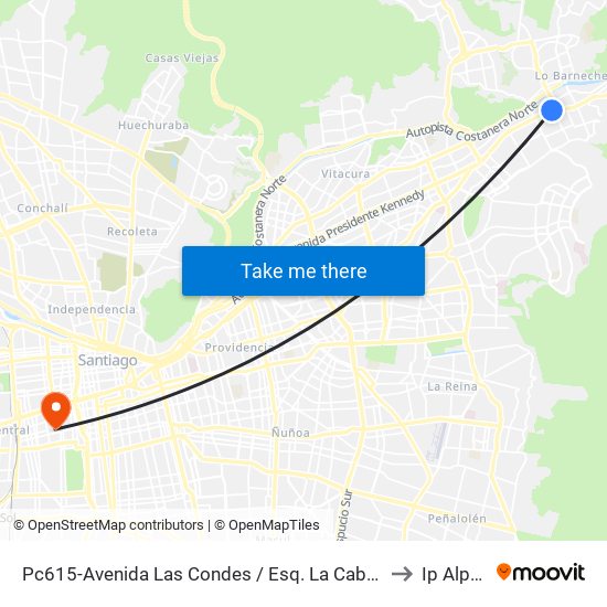 Pc615-Avenida Las Condes / Esq. La Cabaña to Ip Alpes map