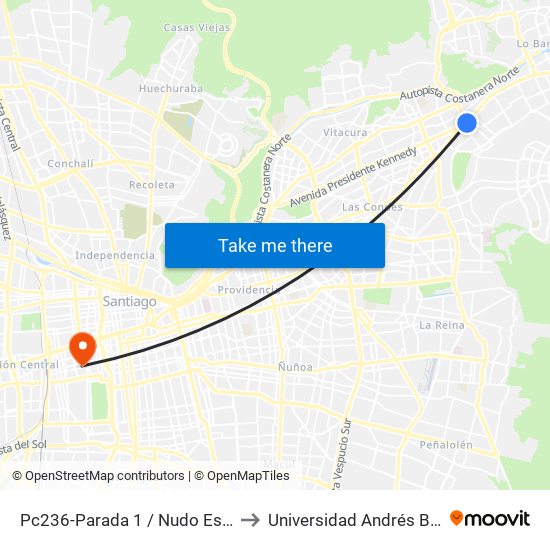 Pc236-Parada 1 / Nudo Estoril to Universidad Andrés Bello map