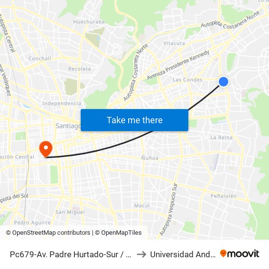 Pc679-Av. Padre Hurtado-Sur / Esq. Patagonia to Universidad Andrés Bello map