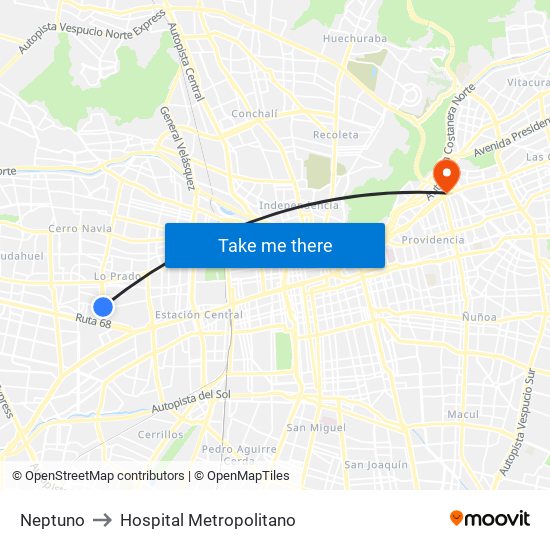 Neptuno to Hospital Metropolitano map