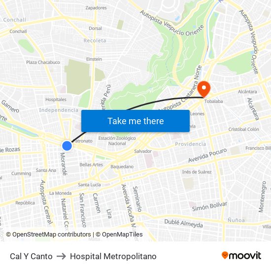 Cal Y Canto to Hospital Metropolitano map