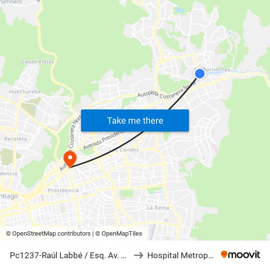 Pc1237-Raúl Labbé / Esq. Av. La Dehesa to Hospital Metropolitano map