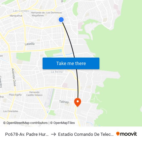 Pc678-Av. Padre Hurtado-Sur / Esq. Río Guadiana to Estadio Comando De Telecomunicaciones Del Ejército De Chile map